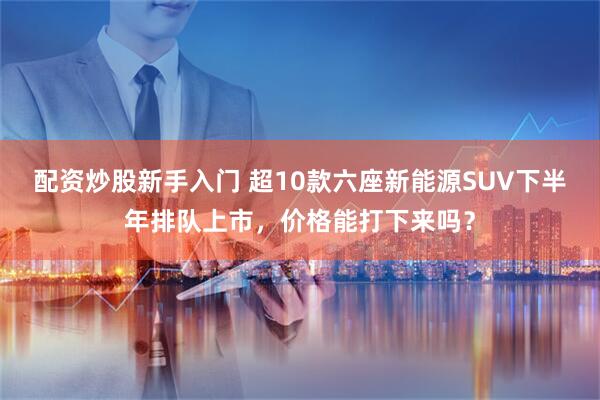 配资炒股新手入门 超10款六座新能源SUV下半年排队上市，价格能打下来吗？